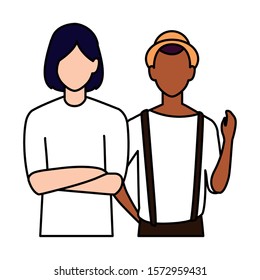 men faceless with different poses on white background vector illustration design
