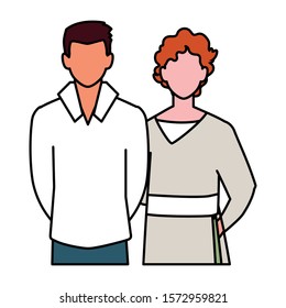 men faceless with different poses on white background vector illustration design