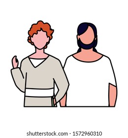men faceless with different poses on white background vector illustration design