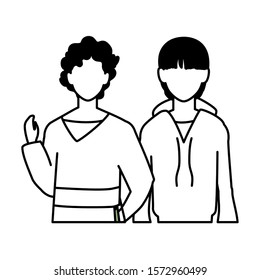 men faceless with different poses on white background vector illustration design