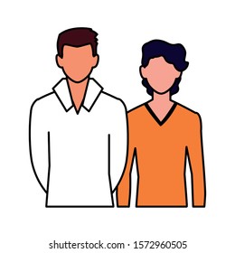 men faceless with different poses on white background vector illustration design