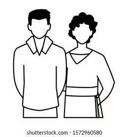 men faceless with different poses on white background vector illustration design