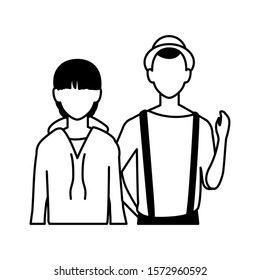 men faceless with different poses on white background vector illustration design