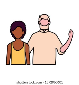 men faceless with different poses on white background vector illustration design