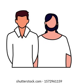 men faceless with different poses on white background vector illustration design