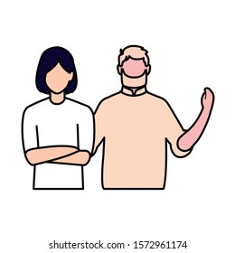 men faceless with different poses on white background vector illustration design