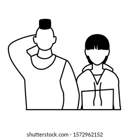 men faceless with different poses on white background vector illustration design