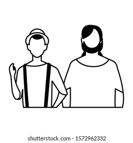 men faceless with different poses on white background vector illustration design