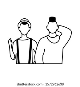 men faceless with different poses on white background vector illustration design