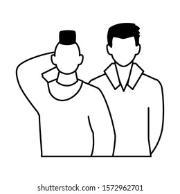 men faceless with different poses on white background vector illustration design