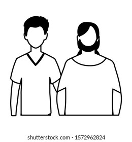 men faceless with different poses on white background vector illustration design