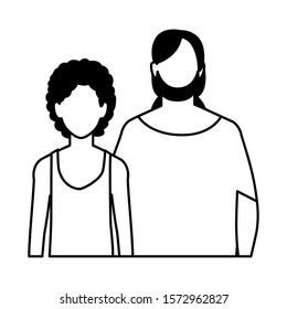 men faceless with different poses on white background vector illustration design