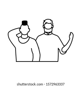 men faceless with different poses on white background vector illustration design