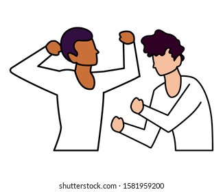 men faceless with different poses on white background vector illustration design
