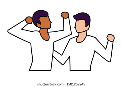 men faceless with different poses on white background vector illustration design