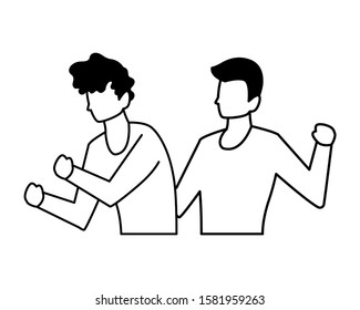 men faceless with different poses on white background vector illustration design