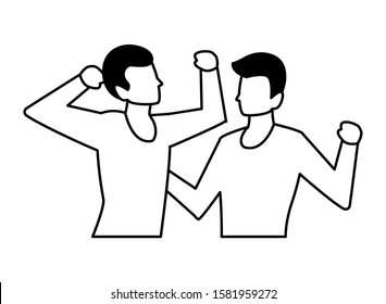 men faceless with different poses on white background vector illustration design