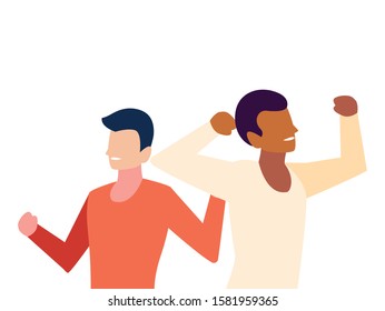 men faceless with different poses on white background vector illustration design