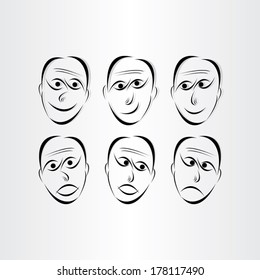 men faces emotions symbols