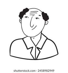 Men faces hand drawn in doodle style.Black lines and silhuette.Social network concept.Vector illustration.