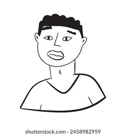 Men faces hand drawn in doodle style.Black lines and silhuette.Social network concept.Vector illustration.