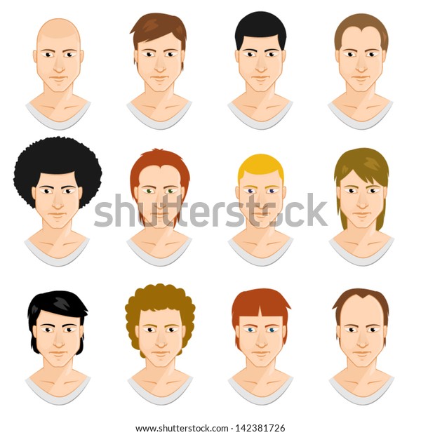 Men Faces Set Stock Vector (Royalty Free) 142381726 | Shutterstock