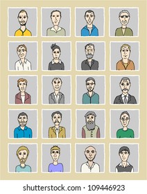Men Faces Set - one from the series of similar images
