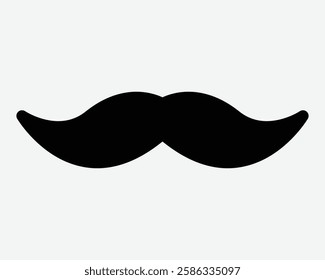 Men Facial Hair Mustache Shape Outline Moustache Italian Curly Curve Fashion Icon Black White Symbol Sign Graphic Illustration Vector