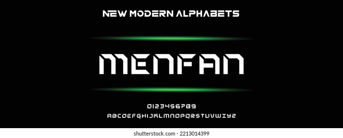 MEN FAN Sports minimal tech font letter set. Luxury vector typeface for company. Modern gaming fonts logo design.