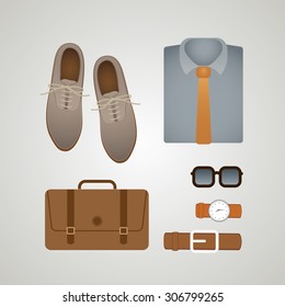men fashion object set, vector illustration