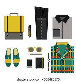 Men fashion set vector. 