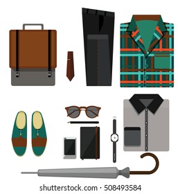 Men fashion set vector. 
