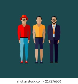 men fashion style. illustration in flat style