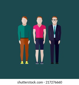 men fashion style. illustration in flat style