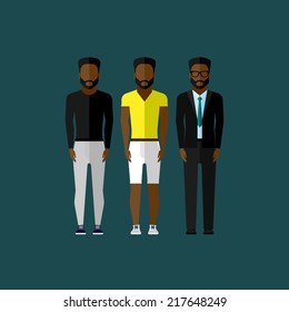 men fashion style. illustration in flat style