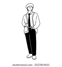 Ilustración de atuendo de estilo de moda para hombres