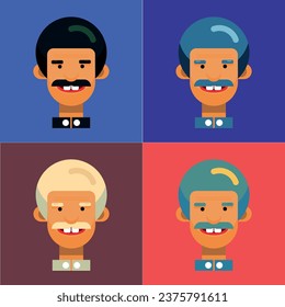 men, flat, illustration, colour, portret