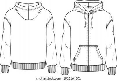 Men Fleece Top fashion flat sketch template  Technical Fashion Illustration  Boys Sweatshirt