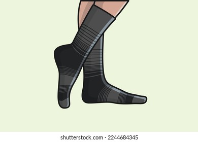 Men Foot with Socks vector illustration. Fashion object icon concept. Socks for foot cover vector design with shadow. Winter clothing, Sport season, Winter season.