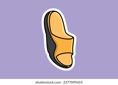 Men Footwear Single Slipper Shoe Sticker design vector. Men fashion object icon concept. Boys Outdoor shoe sticker vector design. Flip flop icon or Slipper logo design.