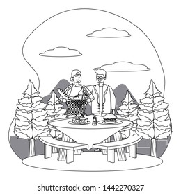 Men friends having picnic design