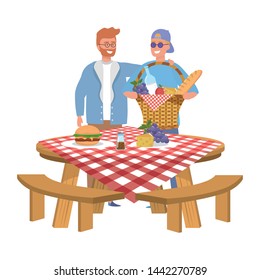 Men friends having picnic design