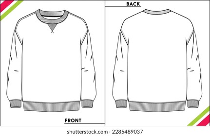 MEN FULL SLEEVE HERITAGE TECHNICAL SWEATSHIRT FLAT SKETCH 