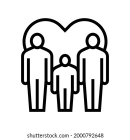 Men Gay Same Sex Couple Adoption Line Icon Vector. Isolated Contour Symbol Black Illustration