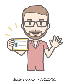 Men with glasses and beards have identification cards