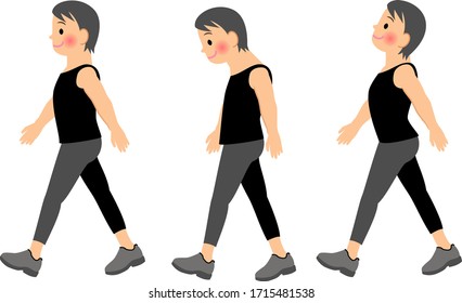 Men with good and bad posture
