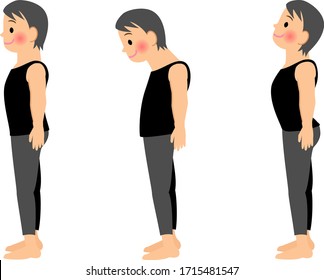 Men with good and bad posture