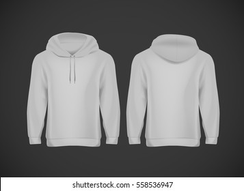 Men gray hoody. Realistic mockup. Long sleeve hoody template on background.