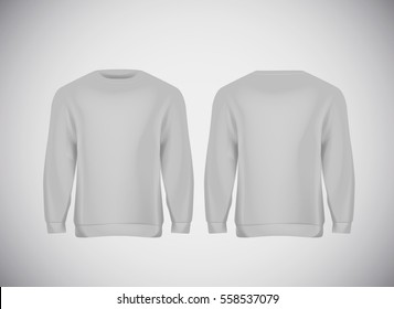 Men gray hoody. Realistic mockup. Long sleeve hoody template on background.