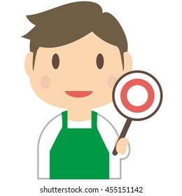 Men with green apron